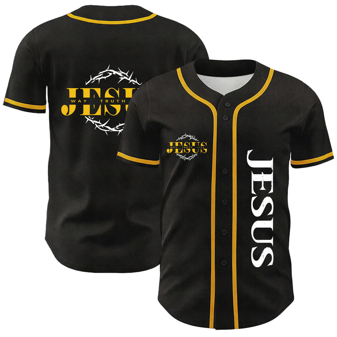 Christianartworkshop Dornenkrone Jesus Weg Wahrheit Leben Grafik Unisex Baseballtrikot - Gelb - 5XL - image 0