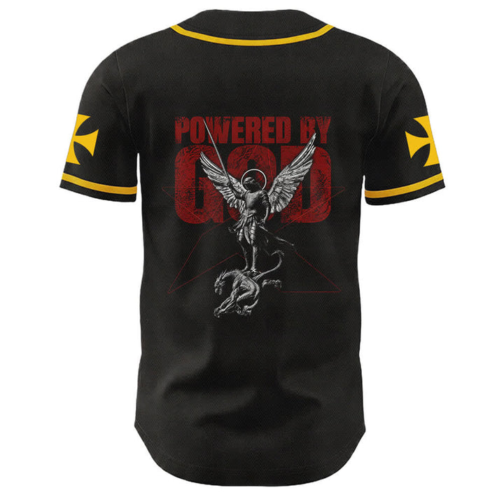 Christianartworkshop Angetrieben von Gott Krieger Engel Ritter Kreuz Christliches Baseballtrikot - image 4