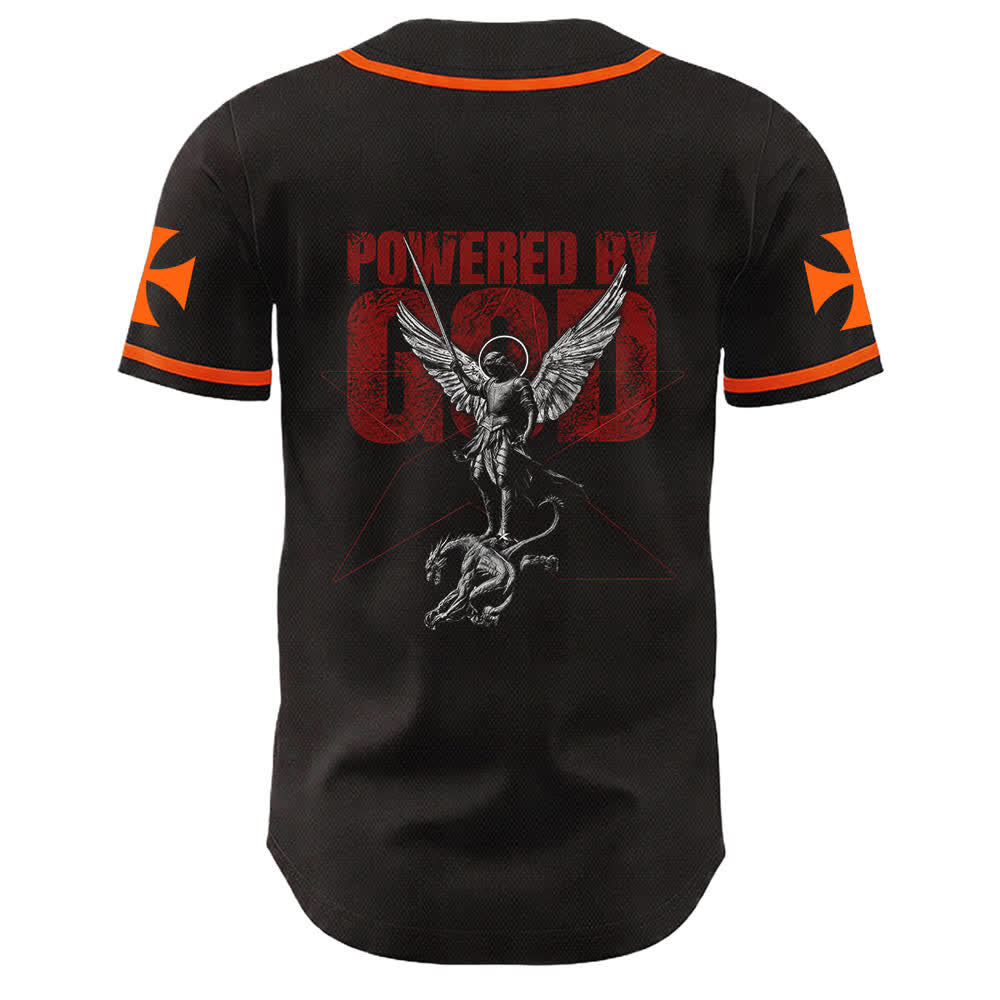 Christianartworkshop Angetrieben von Gott Krieger Engel Ritter Kreuz Christliches Baseballtrikot - image 1