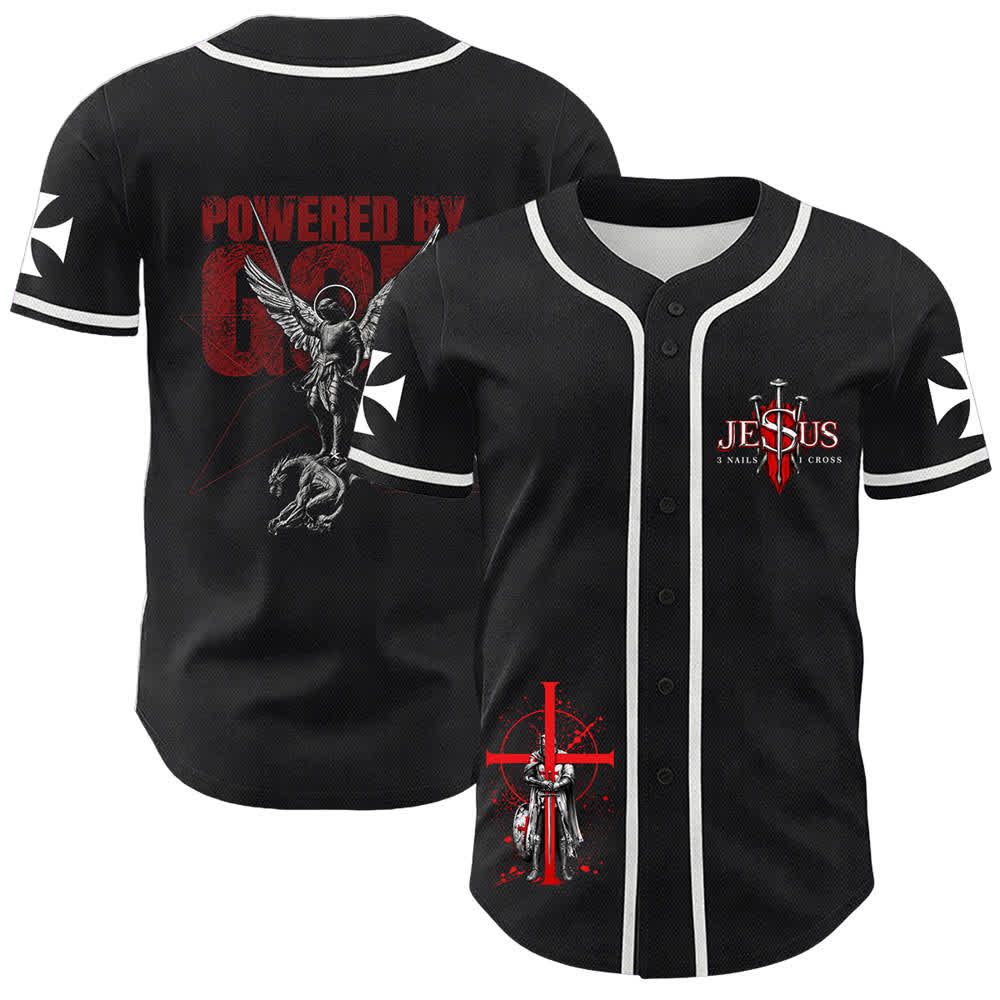 Christianartworkshop Angetrieben von Gott Krieger Engel Ritter Kreuz Christliches Baseballtrikot - Weiß - 5XL - image 12