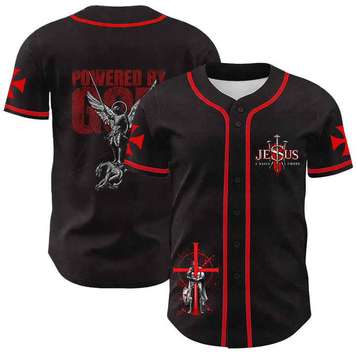 Christianartworkshop Angetrieben von Gott Krieger Engel Ritter Kreuz Christliches Baseballtrikot - Rot - 5XL - image 18