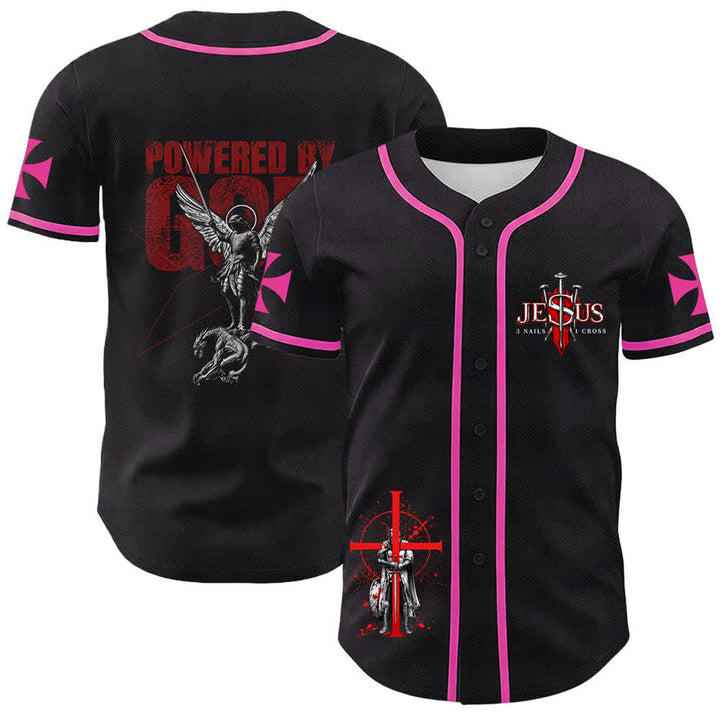 Christianartworkshop Angetrieben von Gott Krieger Engel Ritter Kreuz Christliches Baseballtrikot - Rosa - 5XL - image 15