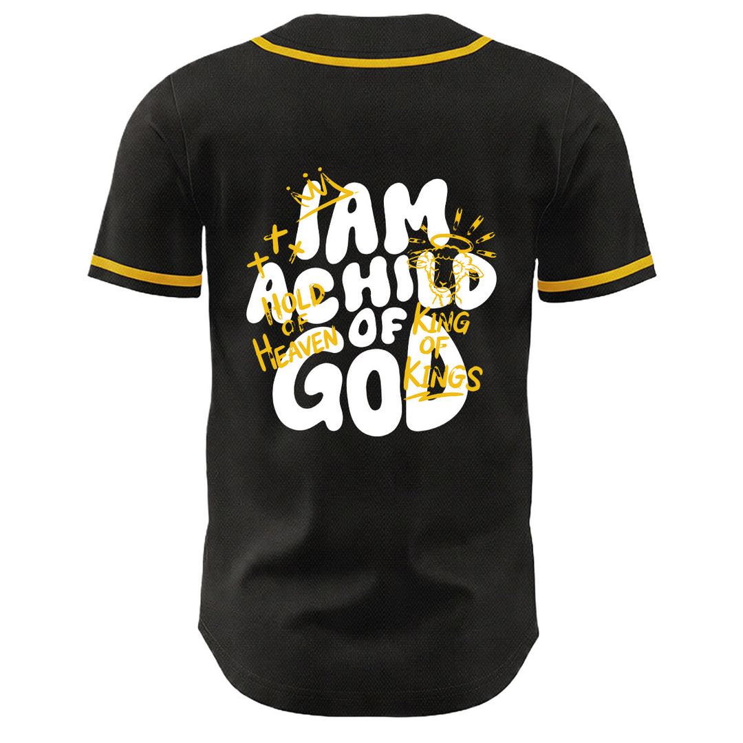 Christianartworkshop Ich bin ein Kind Gottes Lammkronen-Grafik Unisex-Baseballtrikot - image 1