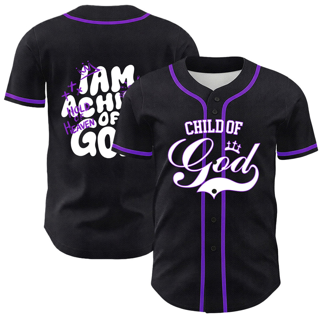 Christianartworkshop Ich bin ein Kind Gottes Lammkronen-Grafik Unisex-Baseballtrikot - Lila - 5XL - image 3