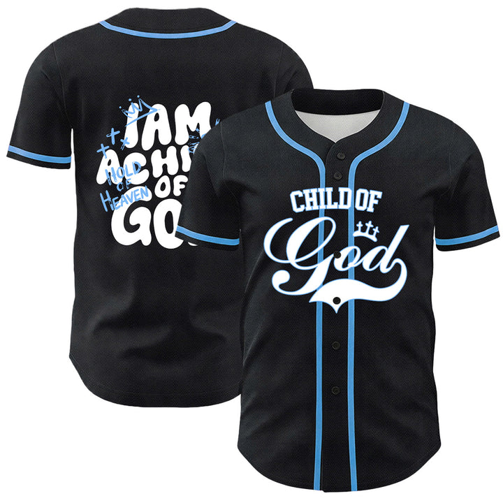 Christianartworkshop Ich bin ein Kind Gottes Lammkronen-Grafik Unisex-Baseballtrikot - Blau - 5XL - image 6
