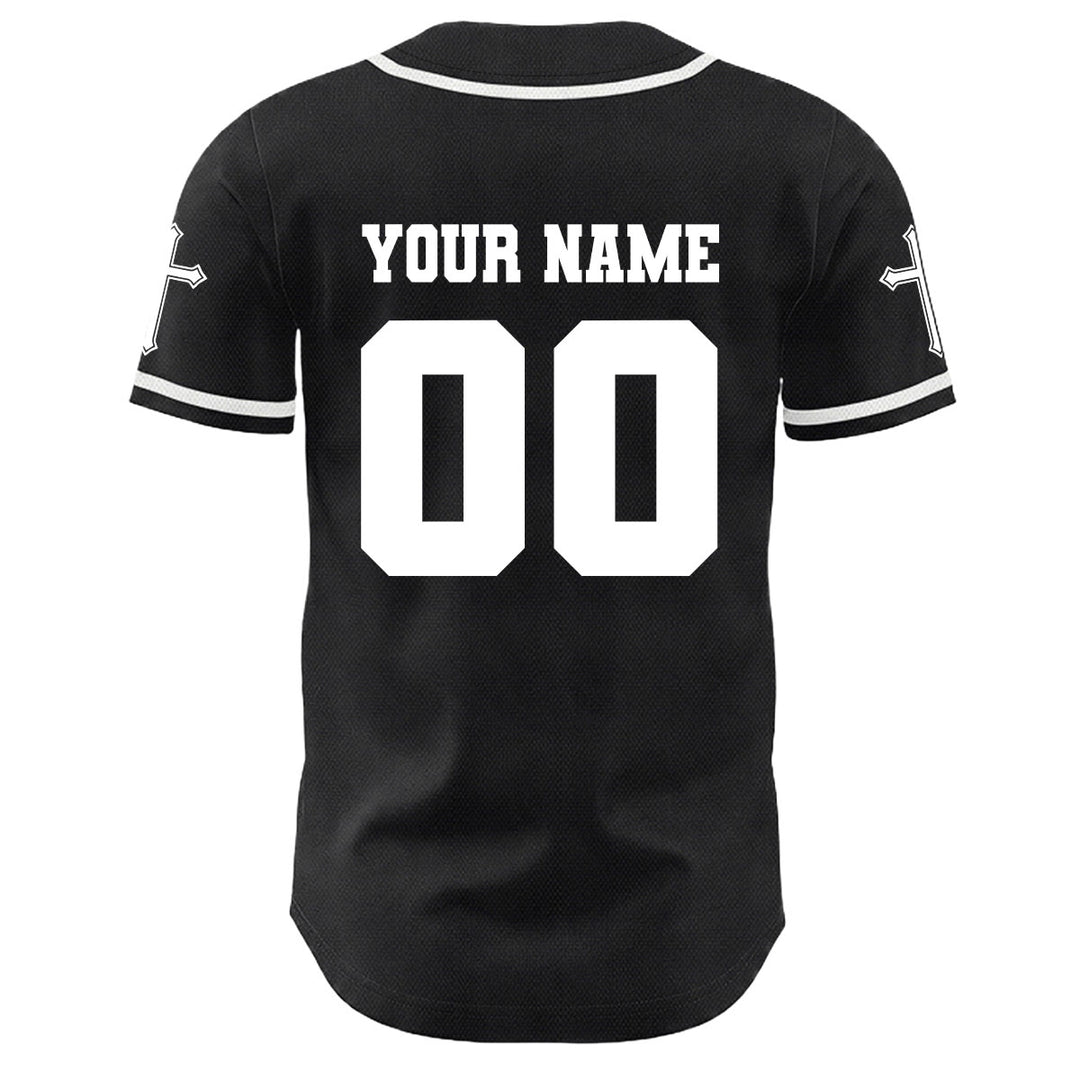 Christianartworkshop Jesus Kreuzigung Benutzerdefinierter Name Nummer Kreuz Ärmel Unisex Baseballtrikot - image 2