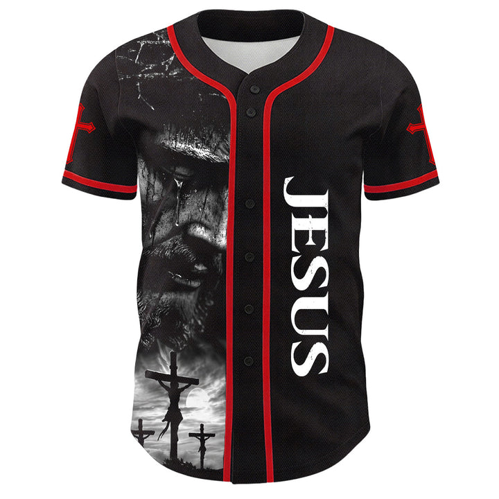 Christianartworkshop Jesus Kreuzigung Benutzerdefinierter Name Nummer Kreuz Ärmel Unisex Baseballtrikot - image 23