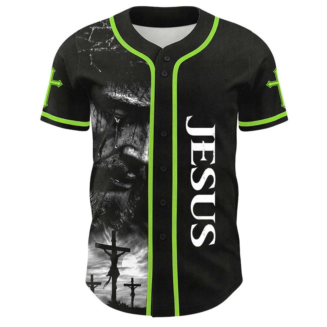 Christianartworkshop Jesus Kreuzigung Benutzerdefinierter Name Nummer Kreuz Ärmel Unisex Baseballtrikot - image 7