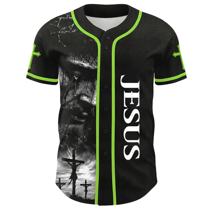 Christianartworkshop Jesus Kreuzigung Benutzerdefinierter Name Nummer Kreuz Ärmel Unisex Baseballtrikot - image 7