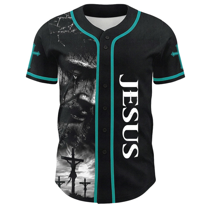 Christianartworkshop Jesus Kreuzigung Benutzerdefinierter Name Nummer Kreuz Ärmel Unisex Baseballtrikot - image 35