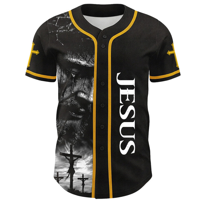 Christianartworkshop Jesus Kreuzigung Benutzerdefinierter Name Nummer Kreuz Ärmel Unisex Baseballtrikot - image 11