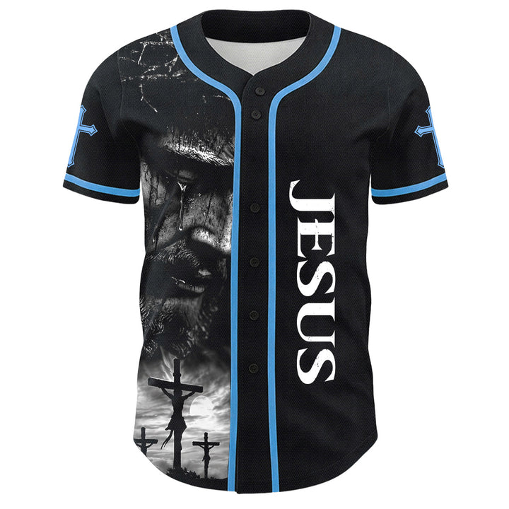 Christianartworkshop Jesus Kreuzigung Benutzerdefinierter Name Nummer Kreuz Ärmel Unisex Baseballtrikot - image 15