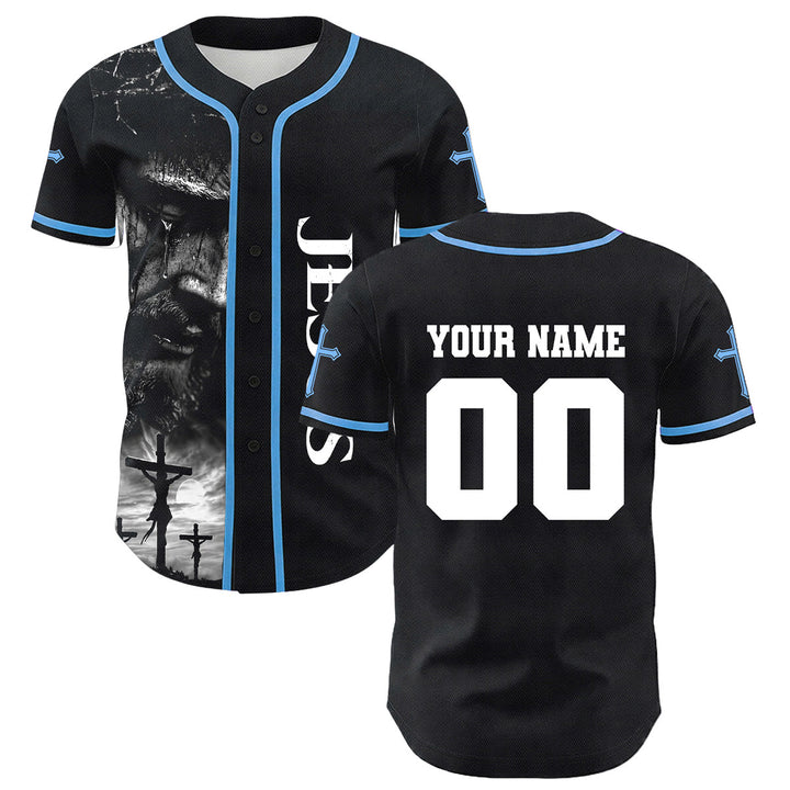 Christianartworkshop Jesus Kreuzigung Benutzerdefinierter Name Nummer Kreuz Ärmel Unisex Baseballtrikot - image 13