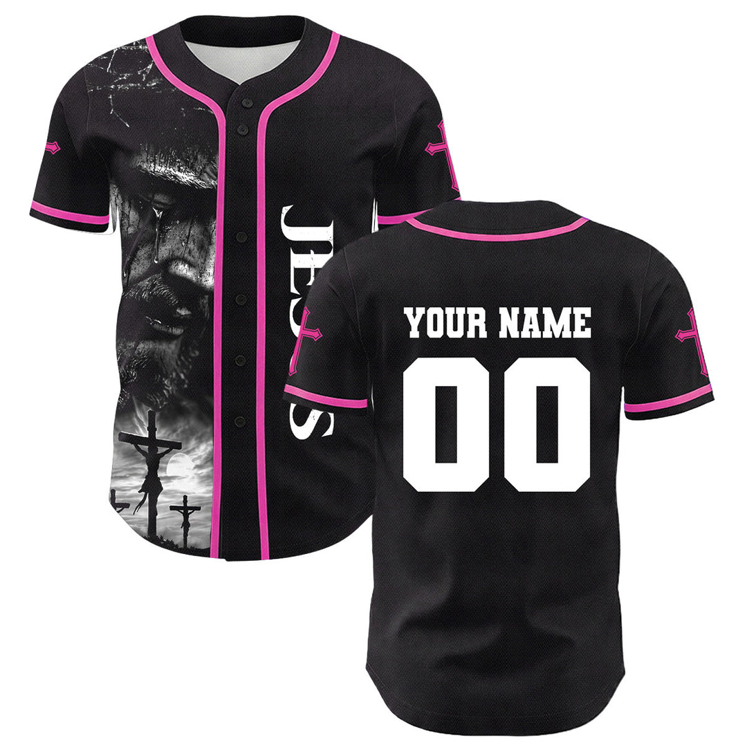 Christianartworkshop Jesus Kreuzigung Benutzerdefinierter Name Nummer Kreuz Ärmel Unisex Baseballtrikot - image 17