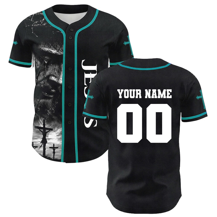Christianartworkshop Jesus Kreuzigung Benutzerdefinierter Name Nummer Kreuz Ärmel Unisex Baseballtrikot - image 33