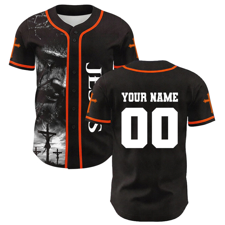 Christianartworkshop Jesus Kreuzigung Benutzerdefinierter Name Nummer Kreuz Ärmel Unisex Baseballtrikot - image 25