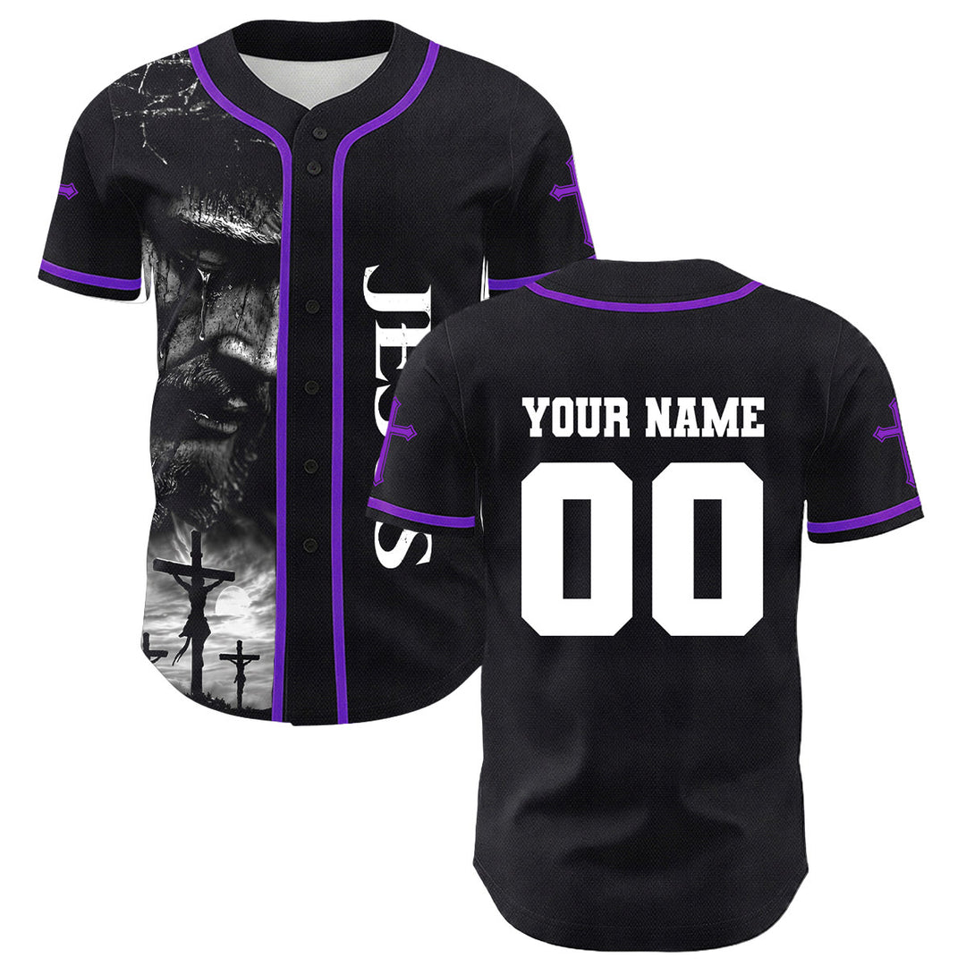 Christianartworkshop Jesus Kreuzigung Benutzerdefinierter Name Nummer Kreuz Ärmel Unisex Baseballtrikot - image 29