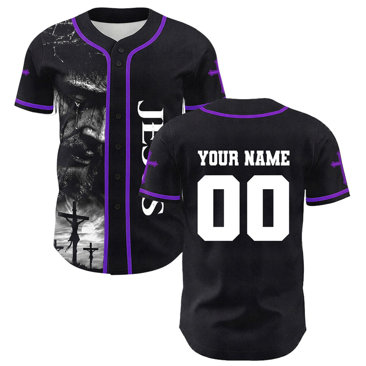 Christianartworkshop Jesus Kreuzigung Benutzerdefinierter Name Nummer Kreuz Ärmel Unisex Baseballtrikot - image 29