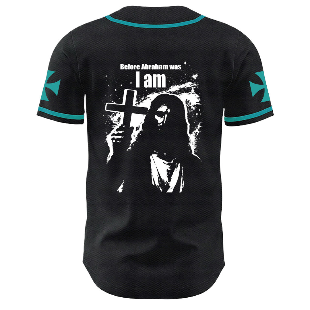 Christianartworkshop Bevor Abraham war, bin ich Jesus Kreuz Nagel Grafik Unisex Baseballtrikot - image 25