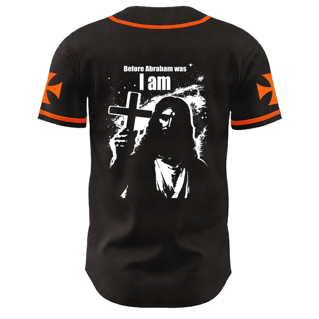 Christianartworkshop Bevor Abraham war, bin ich Jesus Kreuz Nagel Grafik Unisex Baseballtrikot - image 4