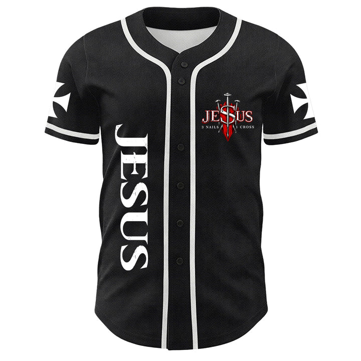 Christianartworkshop Bevor Abraham war, bin ich Jesus Kreuz Nagel Grafik Unisex Baseballtrikot - image 2