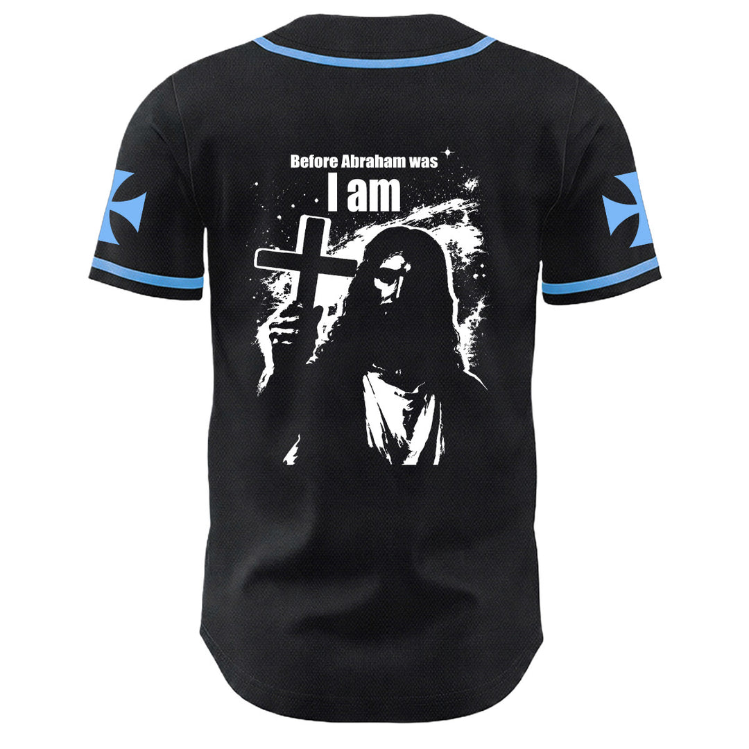 Christianartworkshop Bevor Abraham war, bin ich Jesus Kreuz Nagel Grafik Unisex Baseballtrikot - image 10