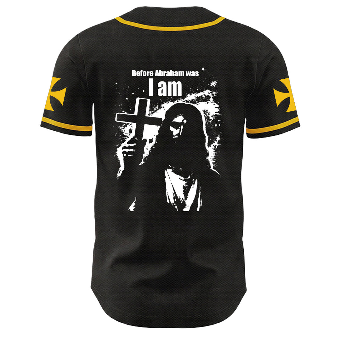 Christianartworkshop Bevor Abraham war, bin ich Jesus Kreuz Nagel Grafik Unisex Baseballtrikot - image 7