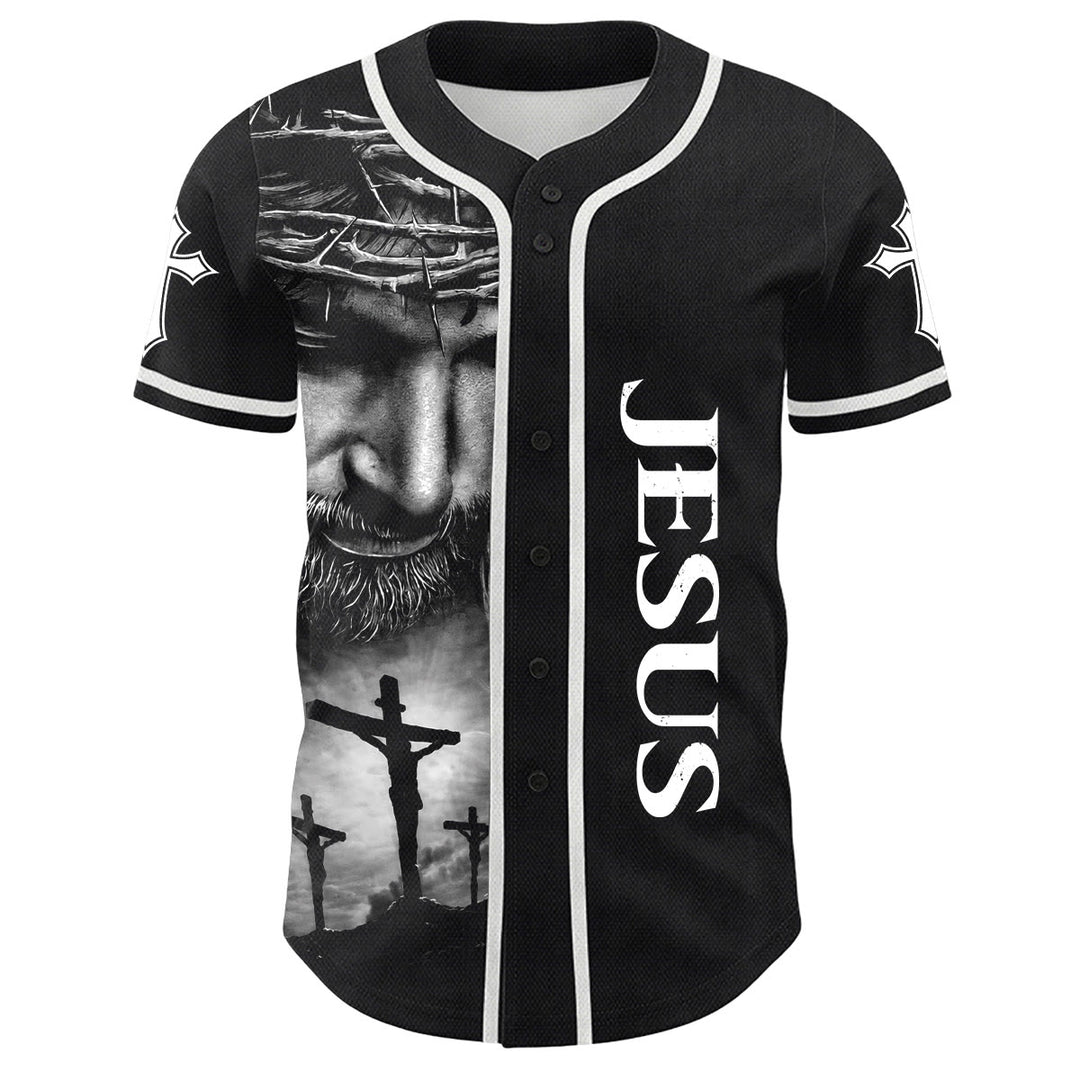 Christianartworkshop Dornenkrone Jesus Individueller Name Nummer Kreuz Ärmel Unisex Baseballtrikot - image 3
