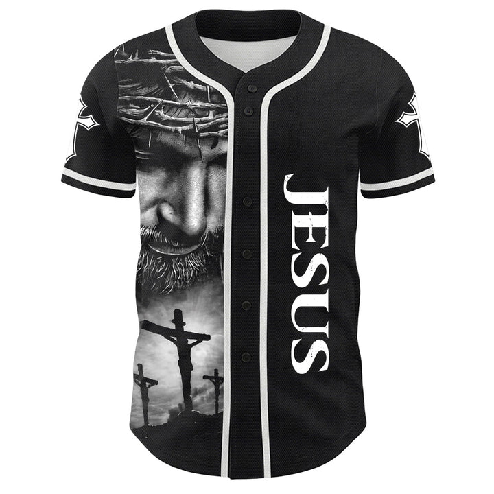 Christianartworkshop Dornenkrone Jesus Individueller Name Nummer Kreuz Ärmel Unisex Baseballtrikot - image 3