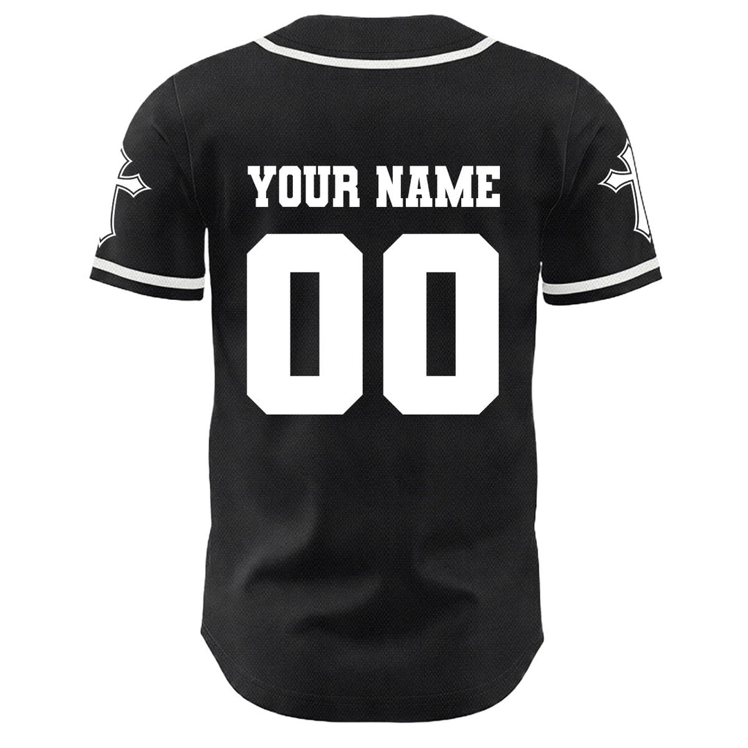 Christianartworkshop Dornenkrone Jesus Individueller Name Nummer Kreuz Ärmel Unisex Baseballtrikot - image 2