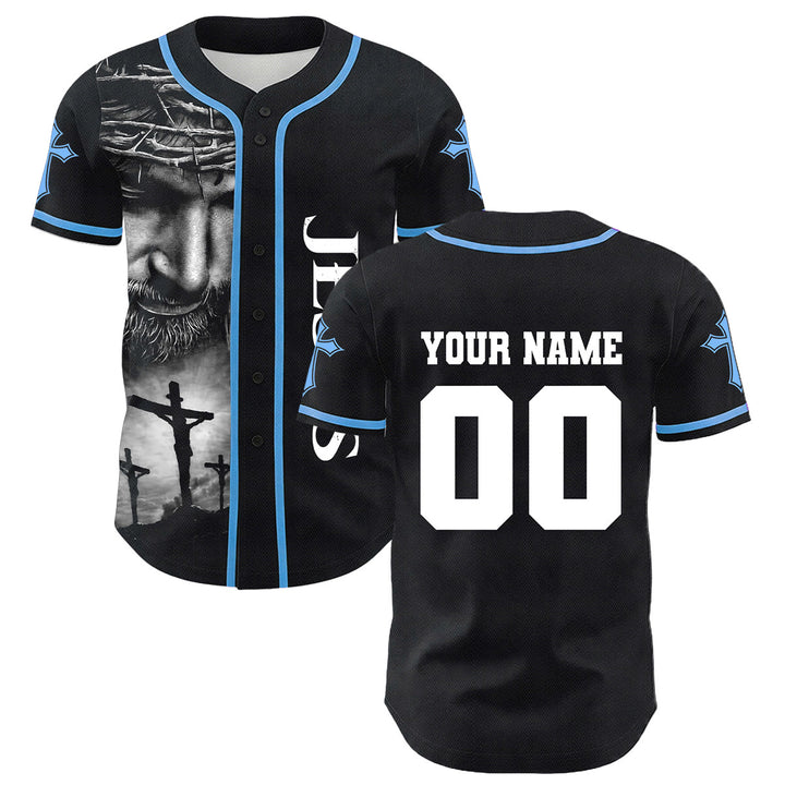 Christianartworkshop Dornenkrone Jesus Individueller Name Nummer Kreuz Ärmel Unisex Baseballtrikot - image 13