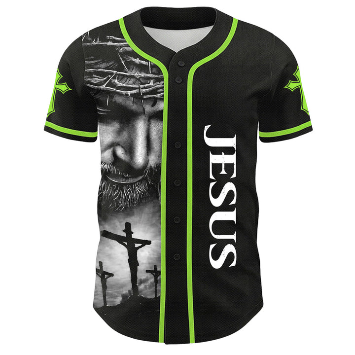 Christianartworkshop Dornenkrone Jesus Individueller Name Nummer Kreuz Ärmel Unisex Baseballtrikot - image 27