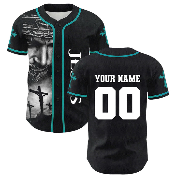 Christianartworkshop Dornenkrone Jesus Individueller Name Nummer Kreuz Ärmel Unisex Baseballtrikot - image 33