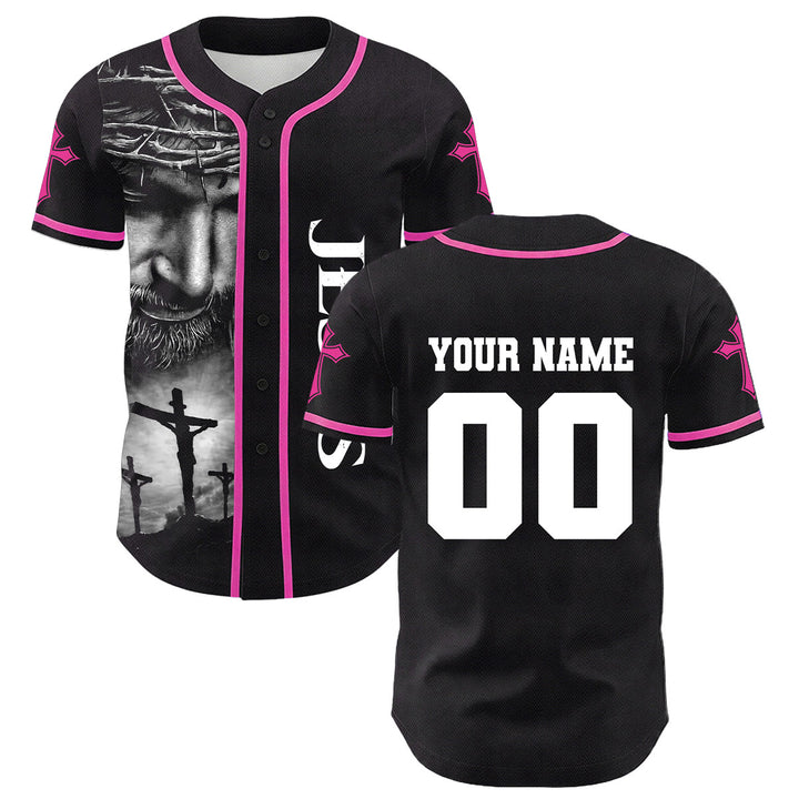 Christianartworkshop Dornenkrone Jesus Individueller Name Nummer Kreuz Ärmel Unisex Baseballtrikot - image 17