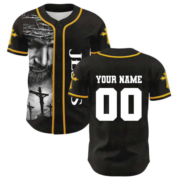 Christianartworkshop Dornenkrone Jesus Individueller Name Nummer Kreuz Ärmel Unisex Baseballtrikot - image 9