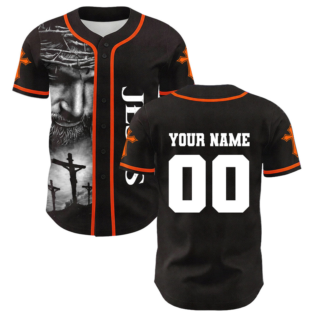 Christianartworkshop Dornenkrone Jesus Individueller Name Nummer Kreuz Ärmel Unisex Baseballtrikot - image 21