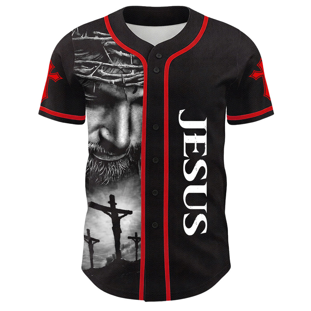 Christianartworkshop Dornenkrone Jesus Individueller Name Nummer Kreuz Ärmel Unisex Baseballtrikot - image 7