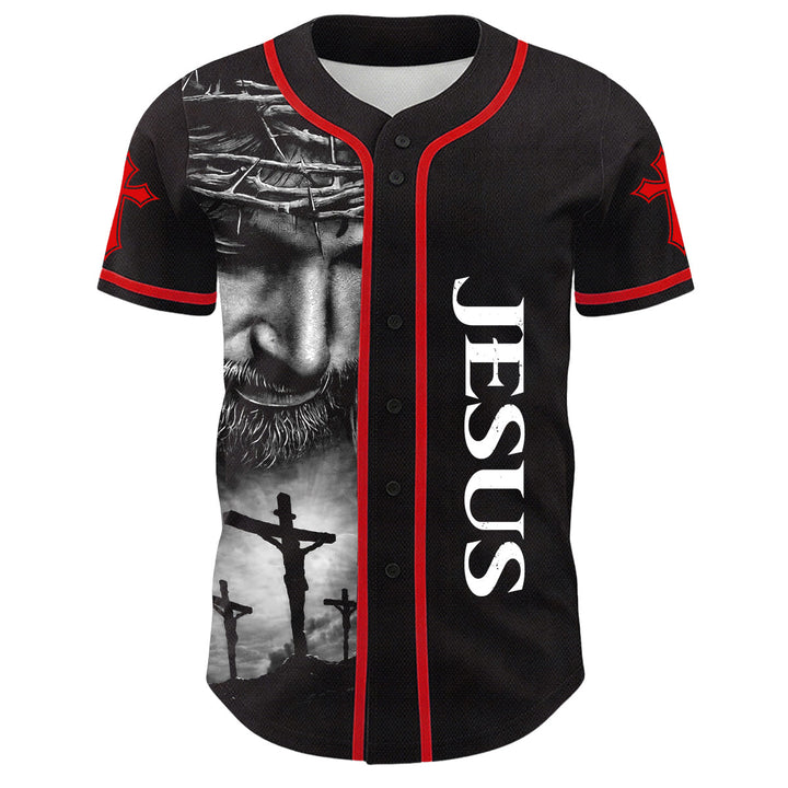 Christianartworkshop Dornenkrone Jesus Individueller Name Nummer Kreuz Ärmel Unisex Baseballtrikot - image 7