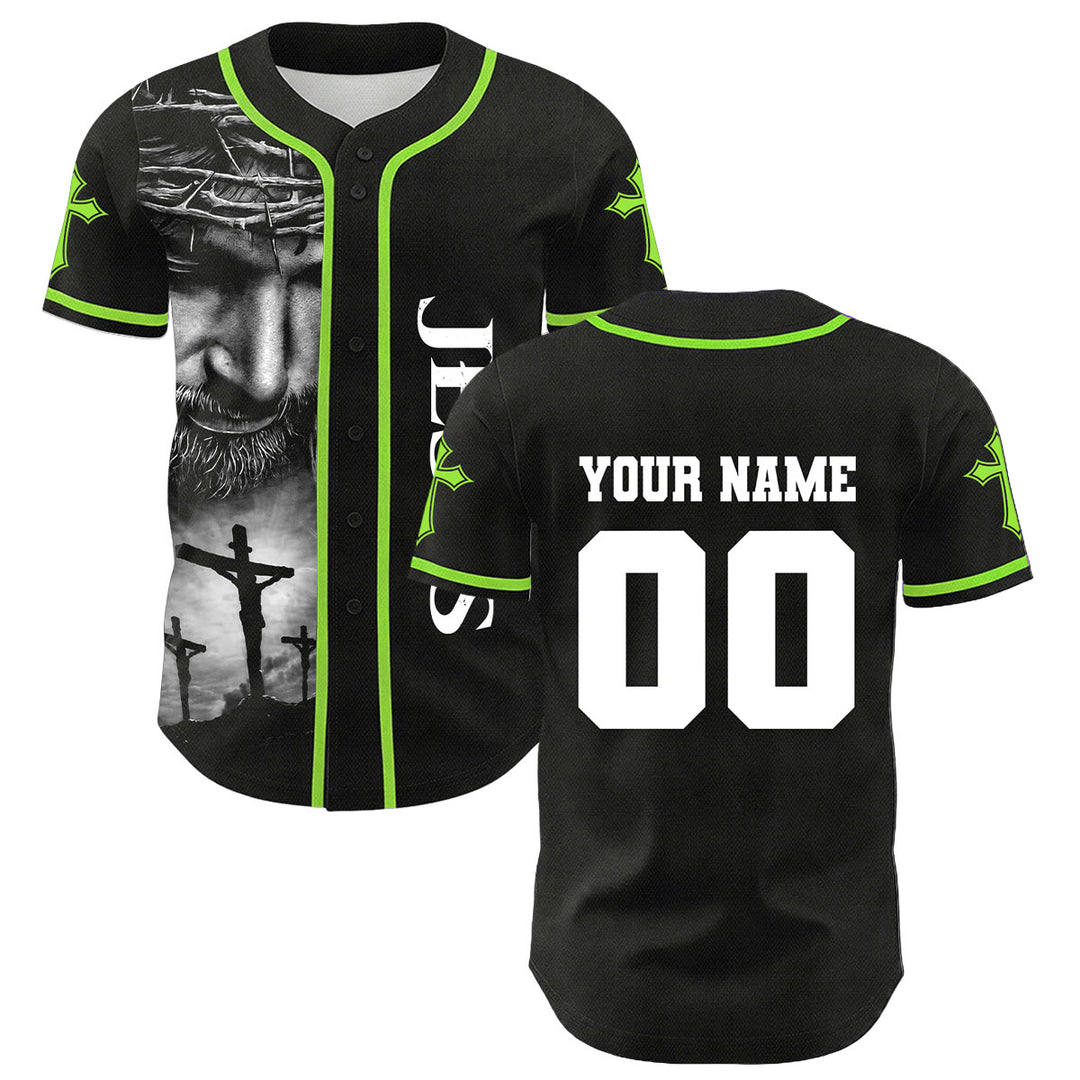 Christianartworkshop Dornenkrone Jesus Individueller Name Nummer Kreuz Ärmel Unisex Baseballtrikot - image 25