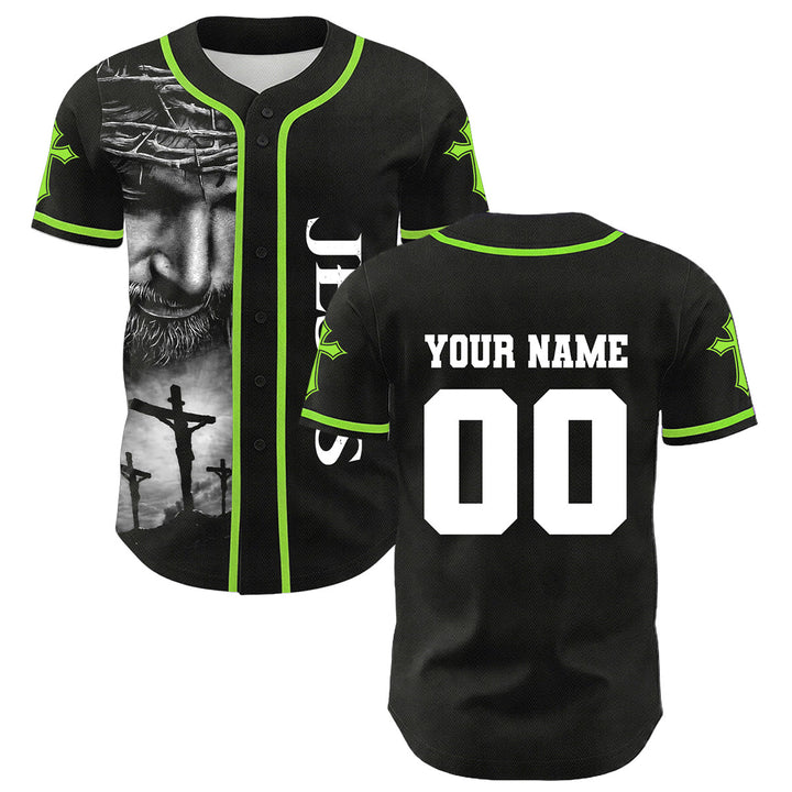 Christianartworkshop Dornenkrone Jesus Individueller Name Nummer Kreuz Ärmel Unisex Baseballtrikot - image 25
