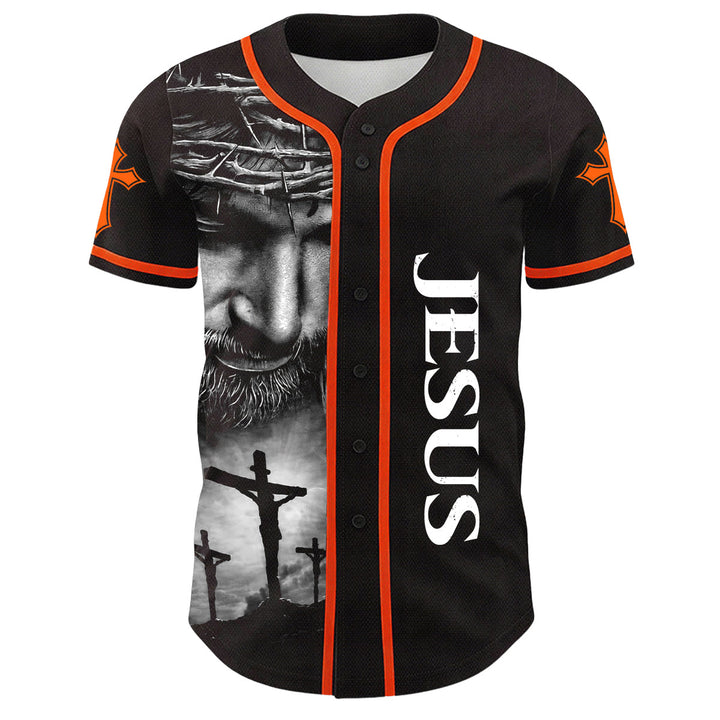 Christianartworkshop Dornenkrone Jesus Individueller Name Nummer Kreuz Ärmel Unisex Baseballtrikot - image 23
