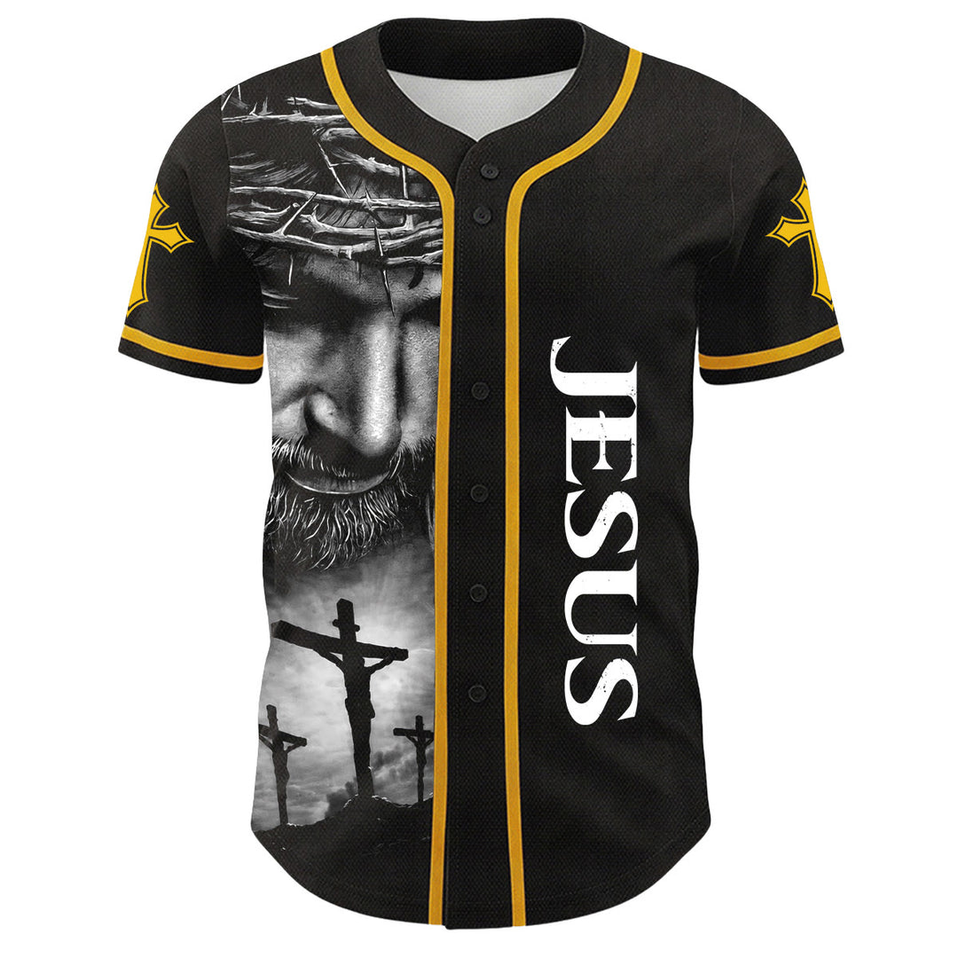 Christianartworkshop Dornenkrone Jesus Individueller Name Nummer Kreuz Ärmel Unisex Baseballtrikot - image 11