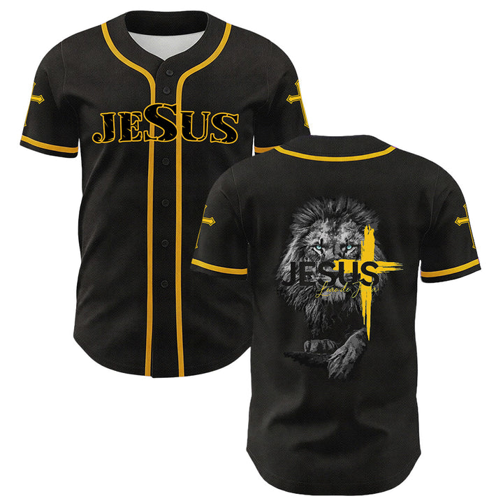 Christianartworkshop Unisex-Baseballtrikot mit Löwen-von-Judas-Jesus-Kreuz-Grafik - Gelb - 5XL - image 0