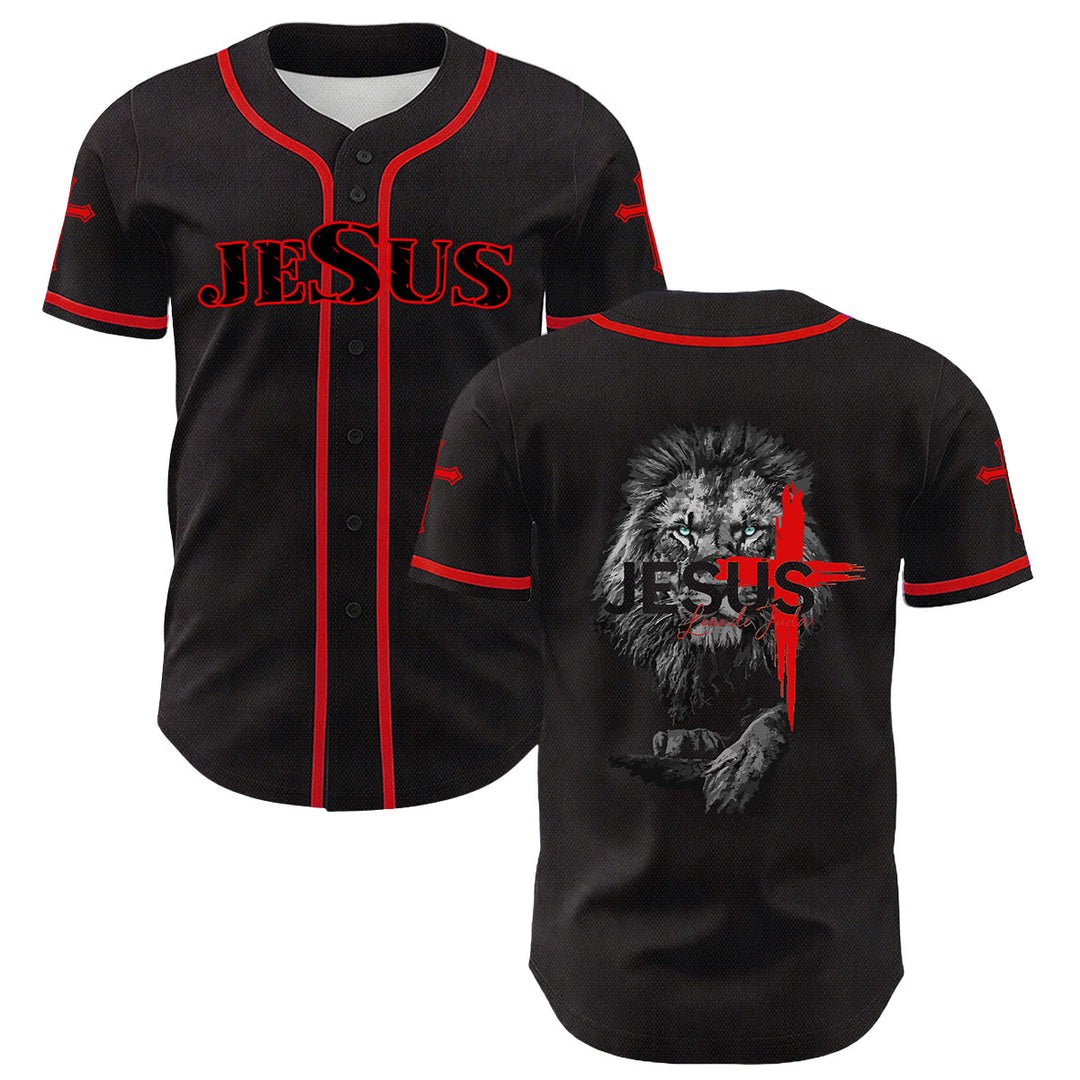 Christianartworkshop Unisex-Baseballtrikot mit Löwen-von-Judas-Jesus-Kreuz-Grafik - Rot - 5XL - image 12