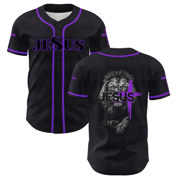 Christianartworkshop Unisex-Baseballtrikot mit Löwen-von-Judas-Jesus-Kreuz-Grafik - Lila - 5XL - image 21