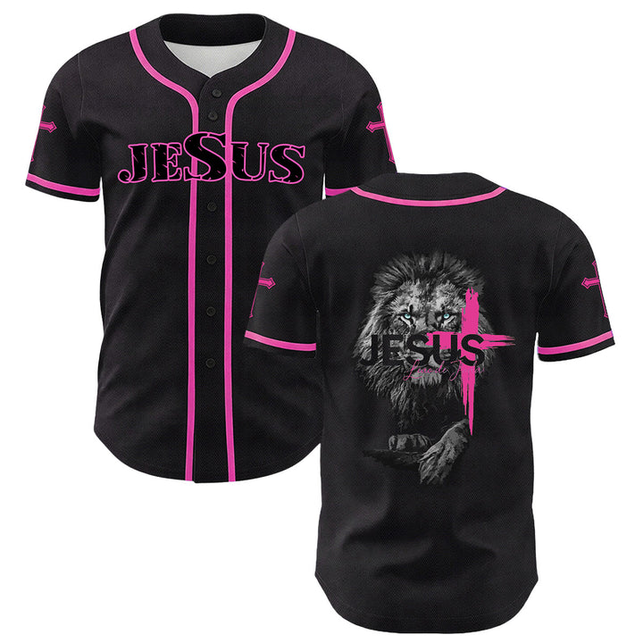 Christianartworkshop Unisex-Baseballtrikot mit Löwen-von-Judas-Jesus-Kreuz-Grafik - Rosa - 5XL - image 3