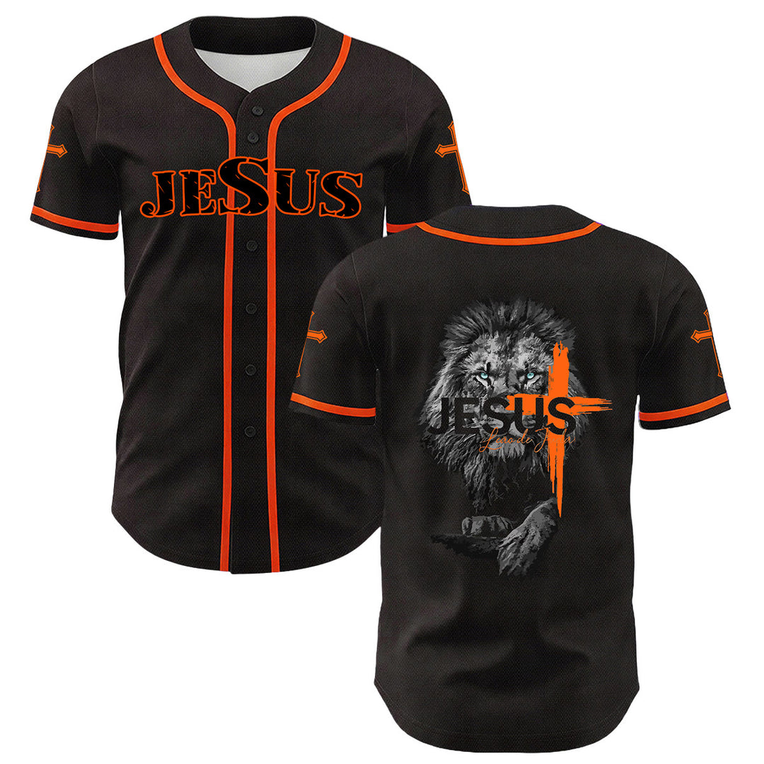 Christianartworkshop Unisex-Baseballtrikot mit Löwen-von-Judas-Jesus-Kreuz-Grafik - Orange - 5XL - image 15