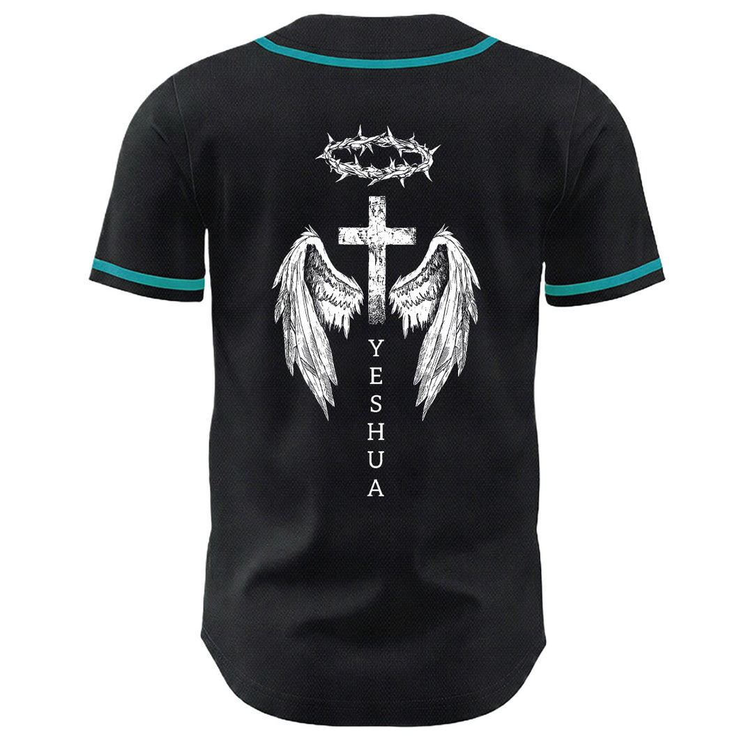 Christianartworkshop Yeshua Dornenkrone Kreuz Engelsflügel Unisex Baseballtrikot - image 25