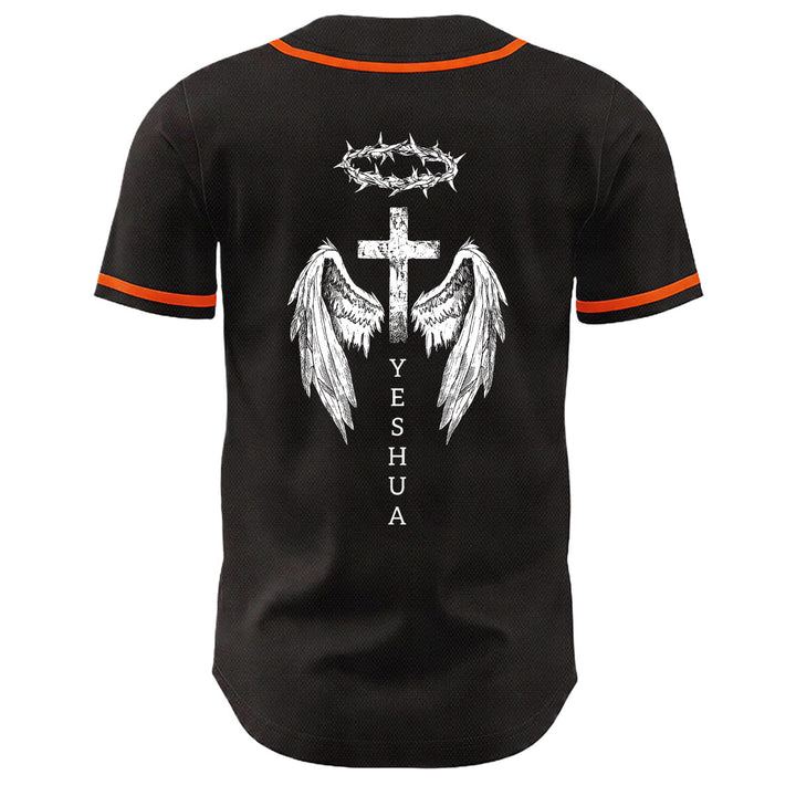 Christianartworkshop Yeshua Dornenkrone Kreuz Engelsflügel Unisex Baseballtrikot - image 16