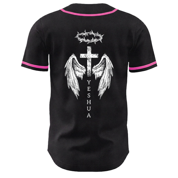Christianartworkshop Yeshua Dornenkrone Kreuz Engelsflügel Unisex Baseballtrikot - image 10